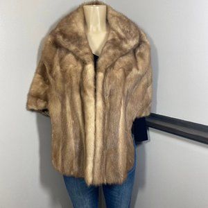 Vintage Fur Cape Stole Shawl Brown Rike's Department Store Dayton Ohio Cruella